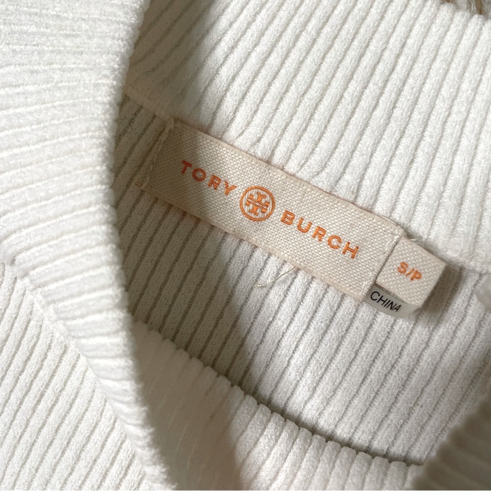 Tory Burch Logo Button ribbed short sleeve sweater - Picture 6 of 8